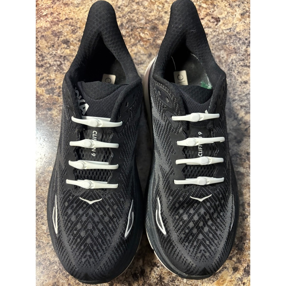 Hoka Clifton 9 Wide Running Shoes Womens 7.5D Black White Sneakers 1132211 BWHT - Picture 3 of 12